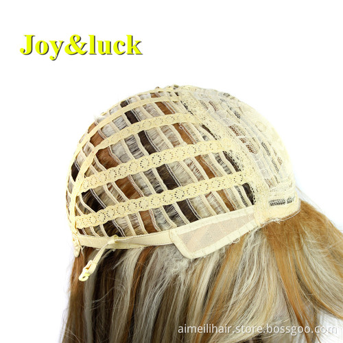 Long Straight Wig Brown Mix Blonde Synthetic Wigs for Women High Temperature Fiber Cosplay Or Daily Hair Wig